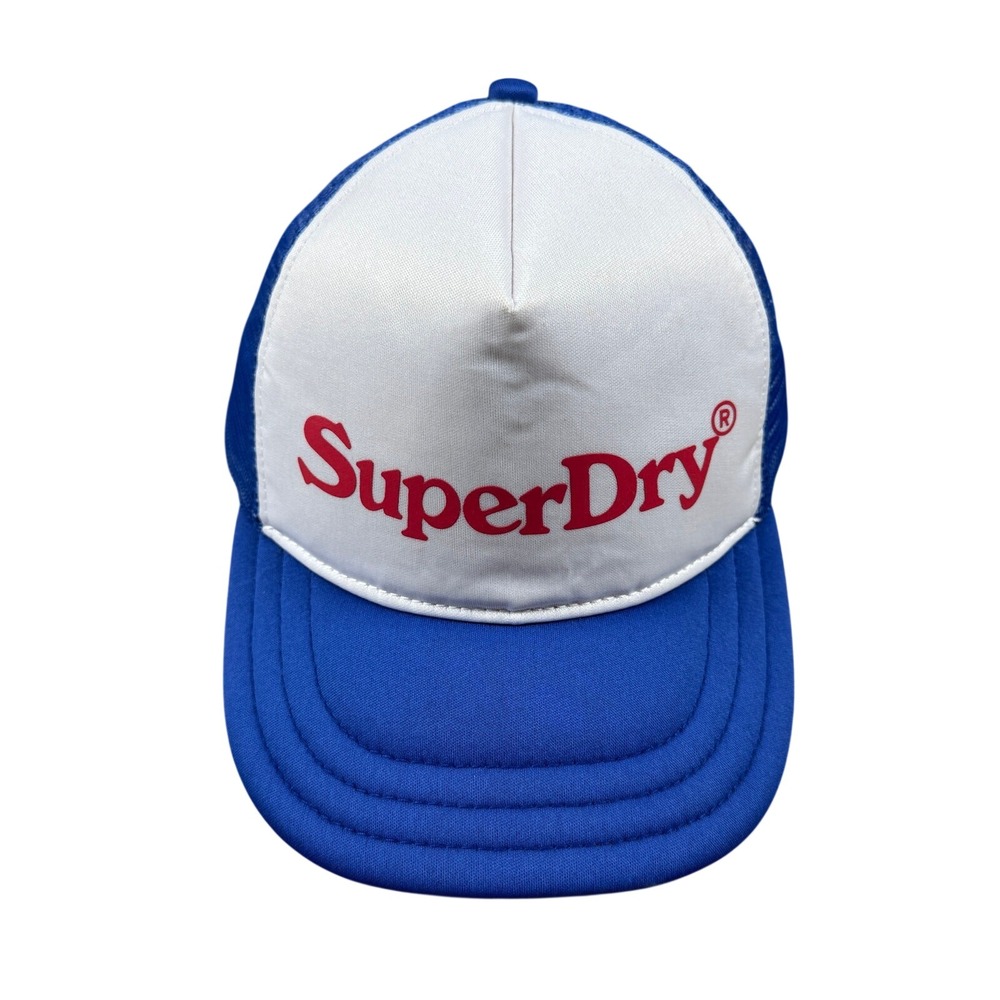 SuperDry Trucker Hat Mesh Snapback OSFM Royal Blue White Red Logo Y2K Style